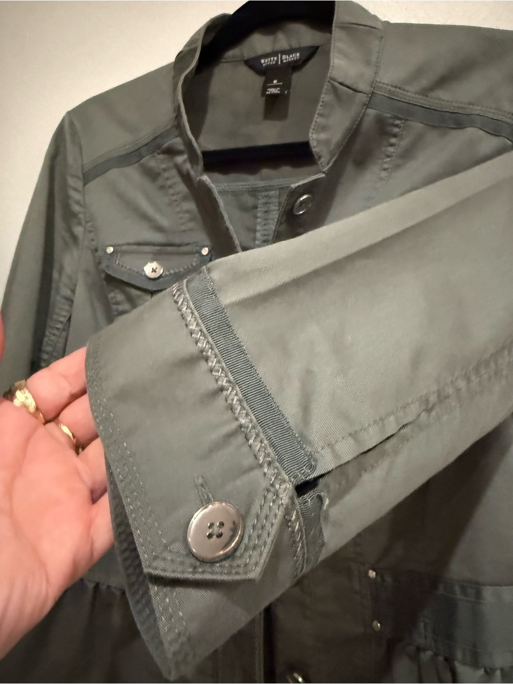 White House Black Market Olive Green Peplum Utility Blazer - Picture 5 of 7